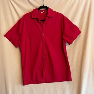 Coofandy Vibrant Red Men's L Casual Button Down Shirt Linen Blend